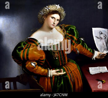 Lotto, Lorenzo, (circa 1480 - 1556) " Ritratto di signora ispirata dalla Lucretia', circa 1530 / 1532, Italia Italiano Foto Stock