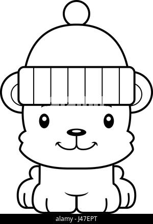 Un cartone animato in inverno orso sorridente. Illustrazione Vettoriale