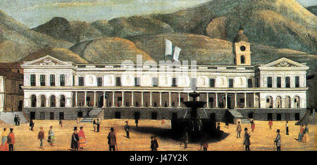 Il Palacio de Carondelet, situato a Quito, Ecuador, è uno storico edificio governativo risalente al XIX secolo. È stato il palazzo presidenziale sin dagli anni '1800 e rimane un simbolo chiave della storia politica ecuadoriana. Foto Stock