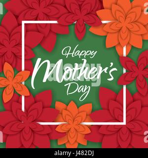 Felice Festa della mamma design layout con fiori. Illustrazione Vettoriale. Felice Festa della Mamma carino design femminile per menu, flyer, biglietto di invito. Illustrazione Vettoriale