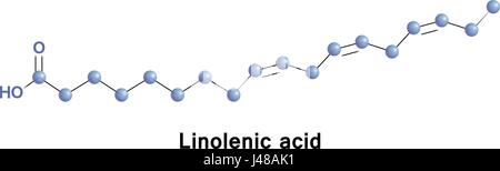 Un linolenico è un n 3 acido grasso. Si tratta di uno dei due acidi grassi essenziali. Esso deve essere acquisita attraverso la dieta. ALA è un acido grasso omega-3 trovato nelle sementi Illustrazione Vettoriale