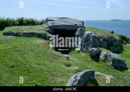 La Bant Carn, ingresso Scillonian grave, St Mary, Isole Scilly Foto Stock