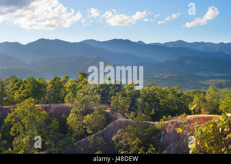 Vista del famoso Pai canyon al tramonto. Della Thailandia Foto Stock