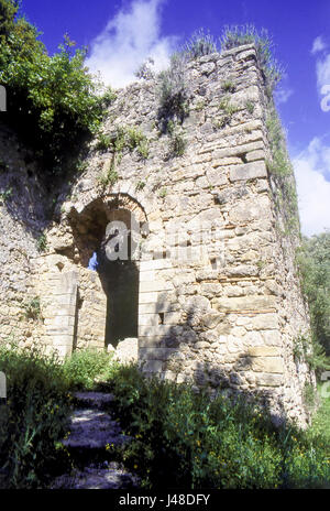 Rovine del Castello di Gardiki dal XIII secolo, Corfù, Grecia Foto Stock