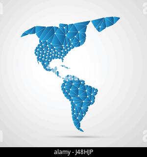 Abstract Mappa poligonale del Nord e Sud America con digitale connessioni di rete - Minimo di stile moderno e tecnologico, design creativo Illustrazione Vettoriale