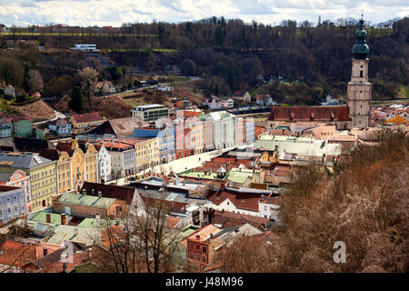 Market Place, Burghausen Alta Baviera Germania Foto Stock