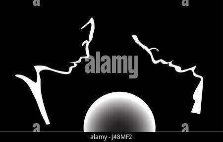 Vettore profilo silhouette uomo e donna faccia Illustrazione Vettoriale