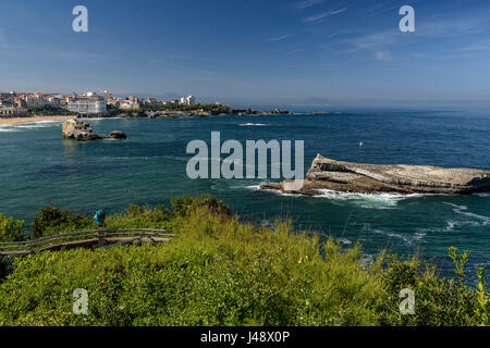 Vista panoramica di Biarritz, Aquitania, in Francia, in Europa Foto Stock