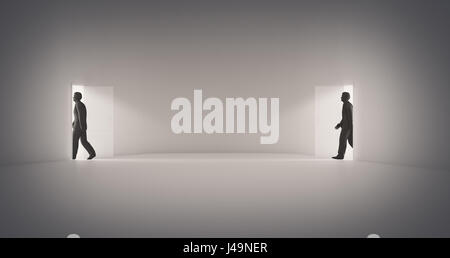 A piedi attraverso un portale - 3d illustrazione Foto Stock