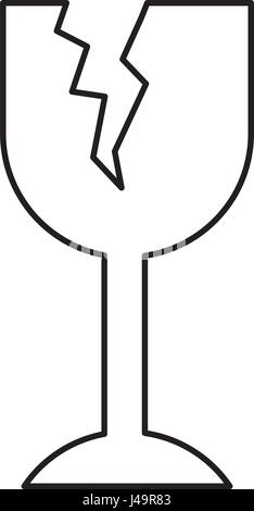 Silhouette nera con imballaggio fragili Simbolo rottura vetro del vino Illustrazione Vettoriale