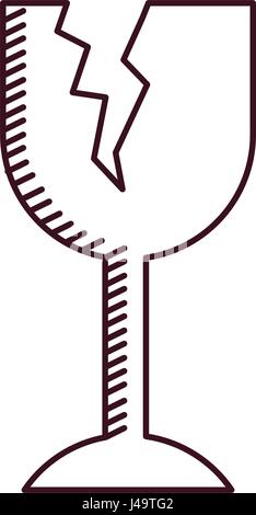 Silhouette monocromatiche di imballaggio fragili Simbolo rottura vetro del vino Illustrazione Vettoriale