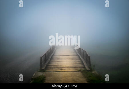 SAPA, Vietnam - CIRCA NEL SETTEMBRE 2014: ponte coperto dalla nebbia al Ta Phin villaggio nel Nord Vietnam Foto Stock