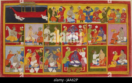 L'incoronazione di Lord Rama è un evento significativo nella mitologia indù, che simboleggia la sua ascesa al trono dopo il ritorno dall'esilio. E' un momento chiave nell'epico Ramayana. Foto Stock