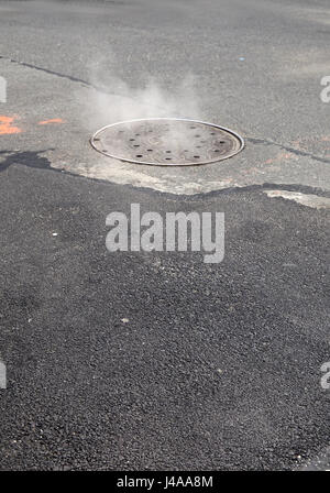 Il vapore sulla strada di Manhattan Foto Stock