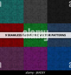 9 Seamless vettore geometrico pattern. Sfondo astratto Illustrazione Vettoriale