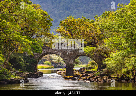 Il vecchio ponte di stramazzo all Incontro delle Acque del Parco Nazionale di Killarney, nella contea di Kerry, Irlanda Foto Stock