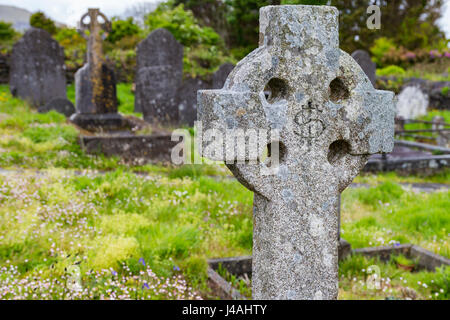 Vecchio Cimitero vicino a Knightstown, Valentia Island, nella contea di Kerry, Irlanda Foto Stock