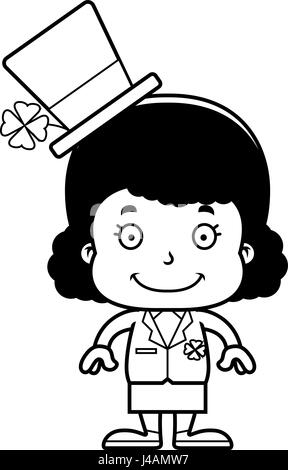 Un cartoon Irish ragazza sorridente. Illustrazione Vettoriale