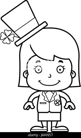 Un cartoon Irish ragazza sorridente. Illustrazione Vettoriale
