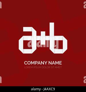 Lettera di Creative A più B vettore logo design. Segno del vettore. Logotipo di carattere dei simboli. Icona Logo design. Lettere di origami Illustrazione Vettoriale