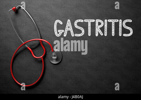 Gastrite - Testo sulla lavagna. 3D'illustrazione. Foto Stock