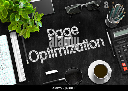 Ottimizzazione della pagina - Testo sulla lavagna. Il rendering 3D. Foto Stock