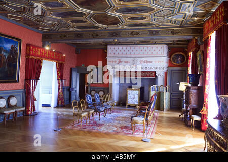 La grande sala in Château de Sully nella Valle della Loira, Francia Foto Stock