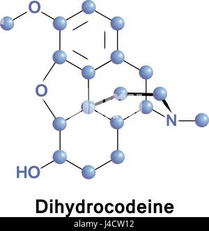 Diidrocodeina è un semi-sintetico analgesico oppiaceo prescritto per il dolore o grave dispnea, o come un antibechico, o da solo o miscelato con parac Illustrazione Vettoriale