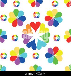 Seamless cuori colorati pattern. Il giorno di San Valentino sfondo. Illustrazione Vettoriale