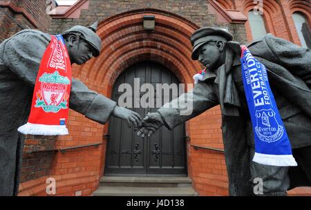 ANDY EDWARDS MEMORIAL STATUA W EVERTON V LIVERPOOL EVERTON V LIVERPOOL GOODISON PARK EVERTON INGHILTERRA 07 Febbraio 2015 Foto Stock