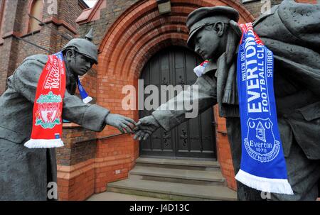 ANDY EDWARDS MEMORIAL STATUA W EVERTON V LIVERPOOL GOODISON PARK EVERTON INGHILTERRA 07 Febbraio 2015 Foto Stock