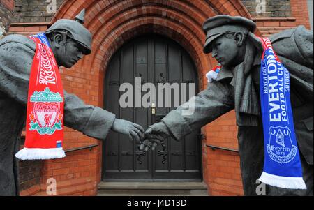 ANDY EDWARDS MEMORIAL STATUA W EVERTON V LIVERPOOL GOODISON PARK EVERTON INGHILTERRA 07 Febbraio 2015 Foto Stock