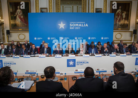 Il 2017 Somalia tenutasi a Lancaster House di Londra centrale, la quale è finalizzata a migliorare la stabilità e la prosperità in Somalia e a potenziare la risposta umanitaria alla siccità. Foto Stock