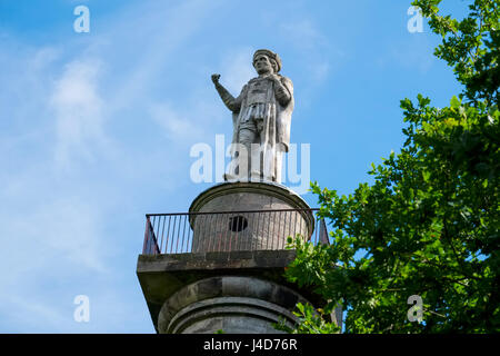 Statua di Sir Rowland Hill, Hawkstone Park Follies, North Shropshire, Inghilterra, Regno Unito Foto Stock