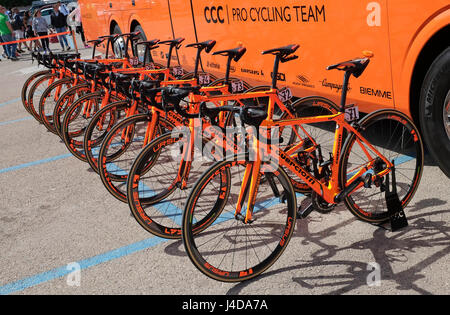 Guerciotti cicli per il ccc ciclo sprandi racing team, giro d'italia, Alghero, Sardegna, Italia Foto Stock