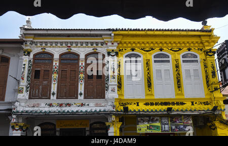 Architettura coloniale su Jonker Street, Malacca, Malaysia Foto Stock