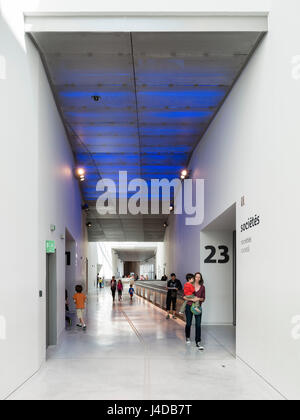 Espace liant, uno spazio di circolazione tra le sale espositive. Il Musée des Confluences, Lione, Francia. Architetto: Coop Himmelb(l)au, 2014. Foto Stock