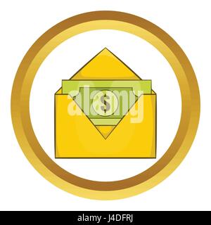 Le fatture del dollaro nella carta gialla busta icona vettore Illustrazione Vettoriale