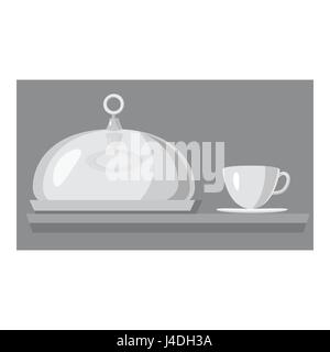 Cloche per il pasto e tazza di una bevanda calda icona Illustrazione Vettoriale