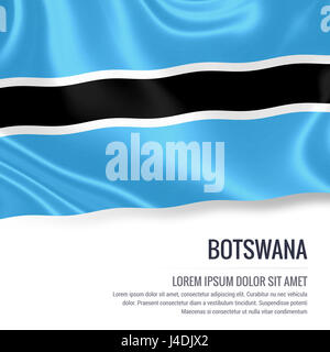 Silky Bandiera del Botswana sventolando isolato su un fondo bianco con il testo bianco spazio per il tuo annuncio messaggio. Il rendering 3D. Foto Stock