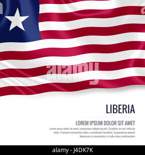 Silky Bandiera della Liberia sventolando isolato su un fondo bianco con il testo bianco spazio per il tuo annuncio messaggio. Il rendering 3D. Foto Stock