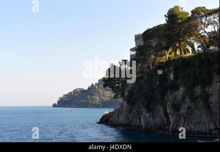 Il castello di Paraggi, villa Bonomi Bolchini, Portofino, Paraggi Santa Margherita Ligure, Italia Foto Stock