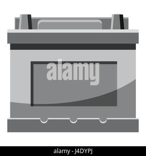 Macchina icona della batteria, grigio in stile monocromatico Illustrazione Vettoriale