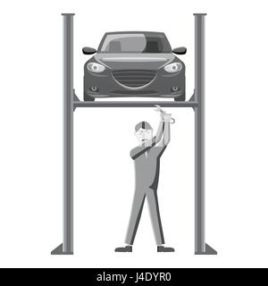 Riparazione macchina icona, grigio in stile monocromatico Illustrazione Vettoriale