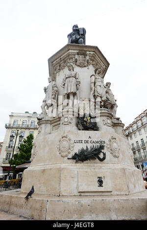 Luís de Camões Square a Lisbona. Foto Stock