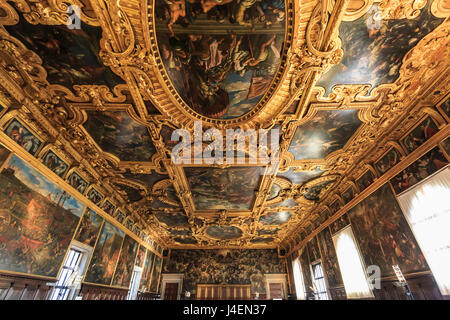 Sala del Gran Consiglio (Sala del Maggior Consiglio), il Palazzo del Doge di Venezia, Sito Patrimonio Mondiale dell'UNESCO, Veneto, Italia, Europa Foto Stock