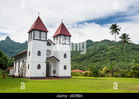 Haapiti chiesa cattolica, Moorea, Isole della Società, Polinesia francese, Pacific Foto Stock