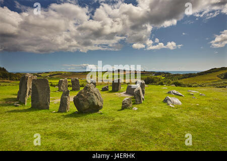 Drombeg stone circle, vicino a Clonakilty, County Cork, Munster, Repubblica di Irlanda, Europa Foto Stock