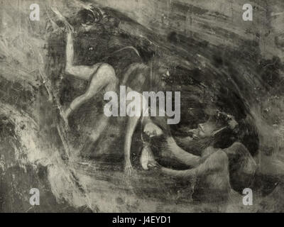 La rappresentazione dell'Inferno di Giotto nel suo dipinto Inferno illustra scene vivide e dettagliate di dannazione, catturando l'intensa emozione e la punizione divina nello stile medievale dell'artista. Foto Stock