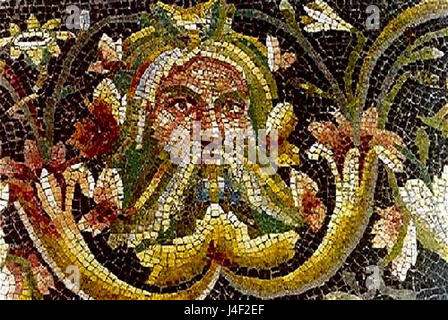 Acheloos dettaglio del mosaico romano da Zeugma Foto Stock